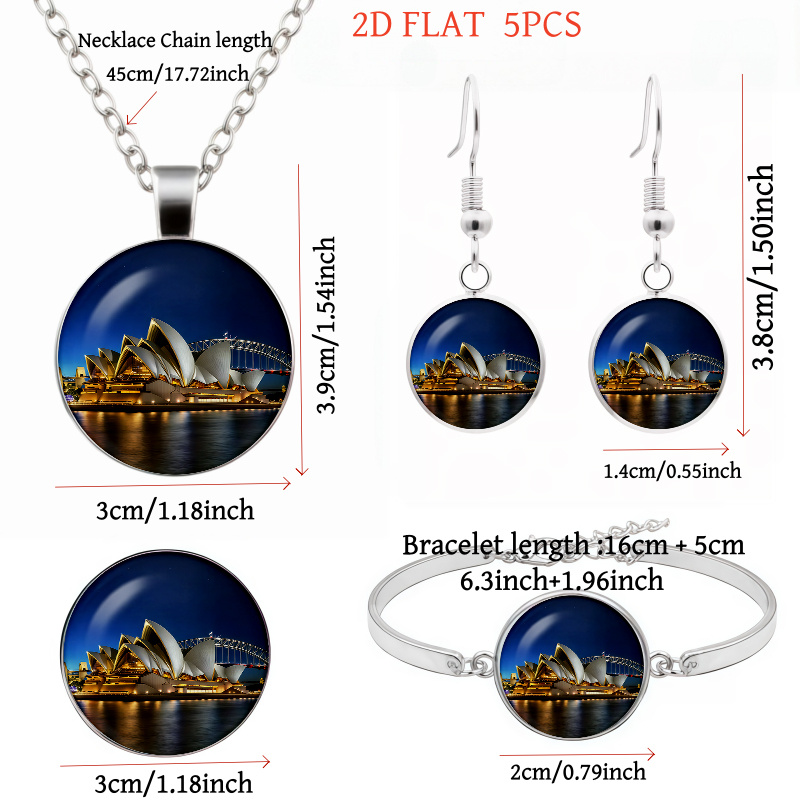 5pc Sydney Opera House & Harbour Bridge Jewelry Set